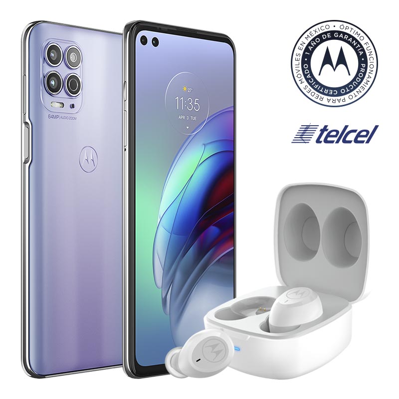 Celular MOTOROLA LTE XT2125-4 G100 Color AZUL Telcel y de regalo unos VERVEBUDS MOTOROLA