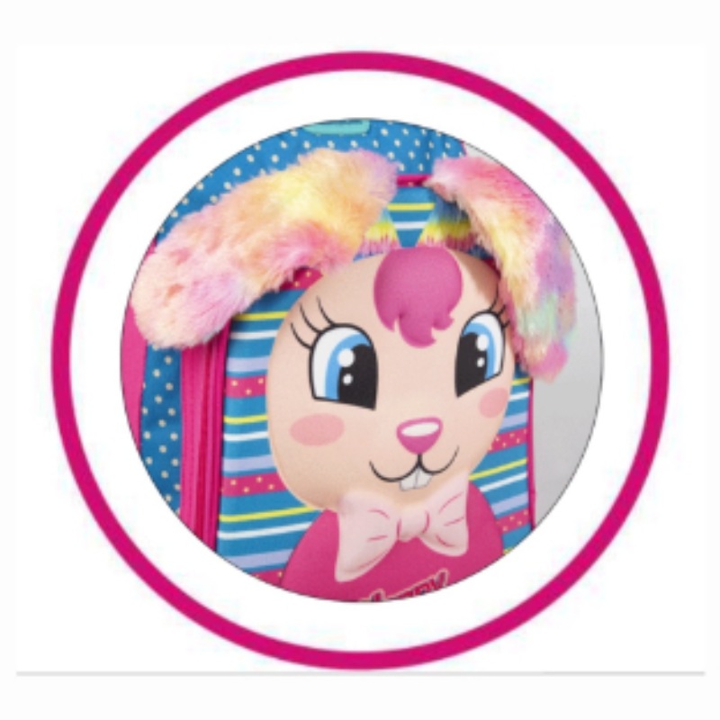 Mochila Grande Con Ruedas y Baston Chenson Happy Girl Conejo