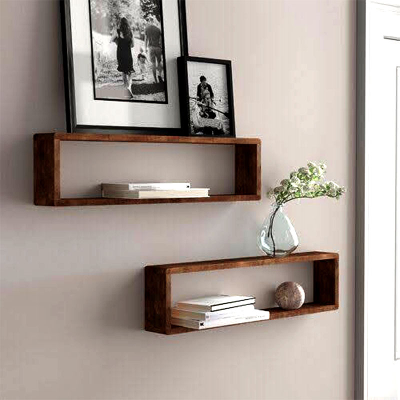 2 REPISAS MINIMALISTAS FLOTANTES DE MADERA 70x15 PROF x 18 ALTURA