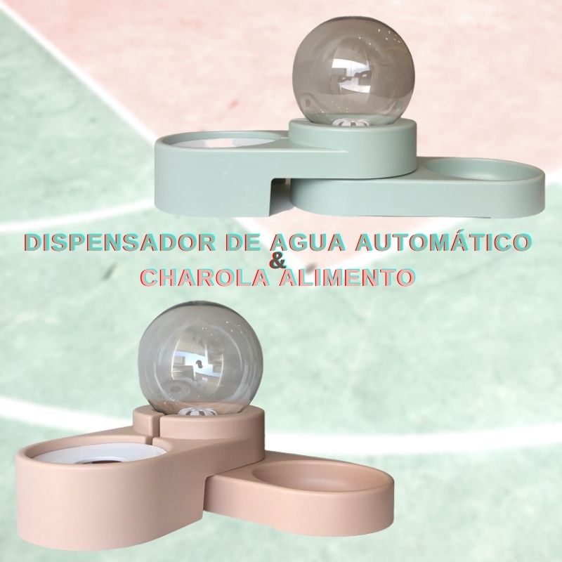 DISPENSADOR DE AGUA AUTOMÁTICO   CHAROLA ALIMENTO MASCOTAS