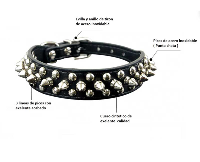 Collar De Picos Para Perro, Picos De Metal, Razas Pequeñas Mod.3 Tallas XXS, XS y S 