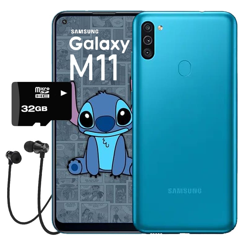 Celular Samsung Galaxy M11 32Gb/3Gb - Azul + Audifono + Micro SD 32GB