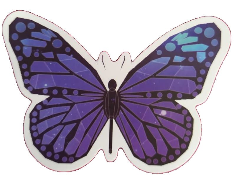 Sticker Mariposa Morada Geométrica Pegatina Pared Contra Agua Moto Libreta Universo