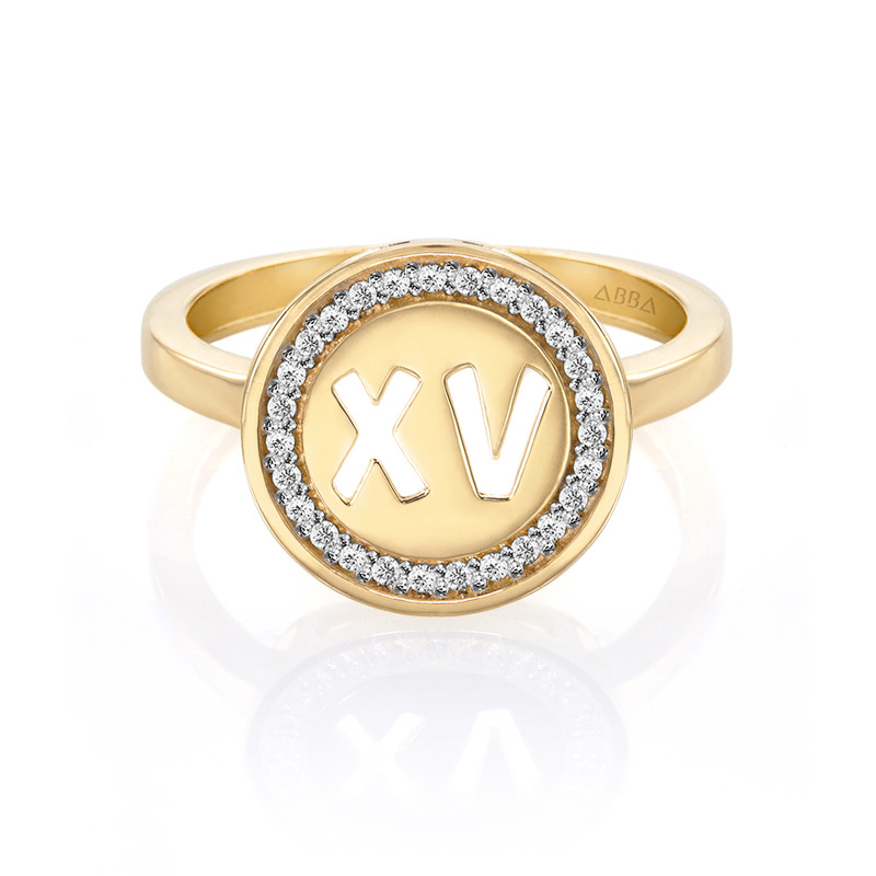 ANILLO CÍRCULO XV AÑOS ORO 14K ABBA KOYAS