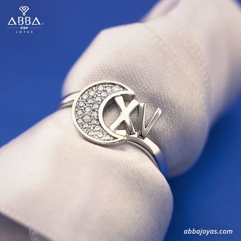 ANILLO LUNA XV AÑOS ORO 14K ABBA JOYAS
