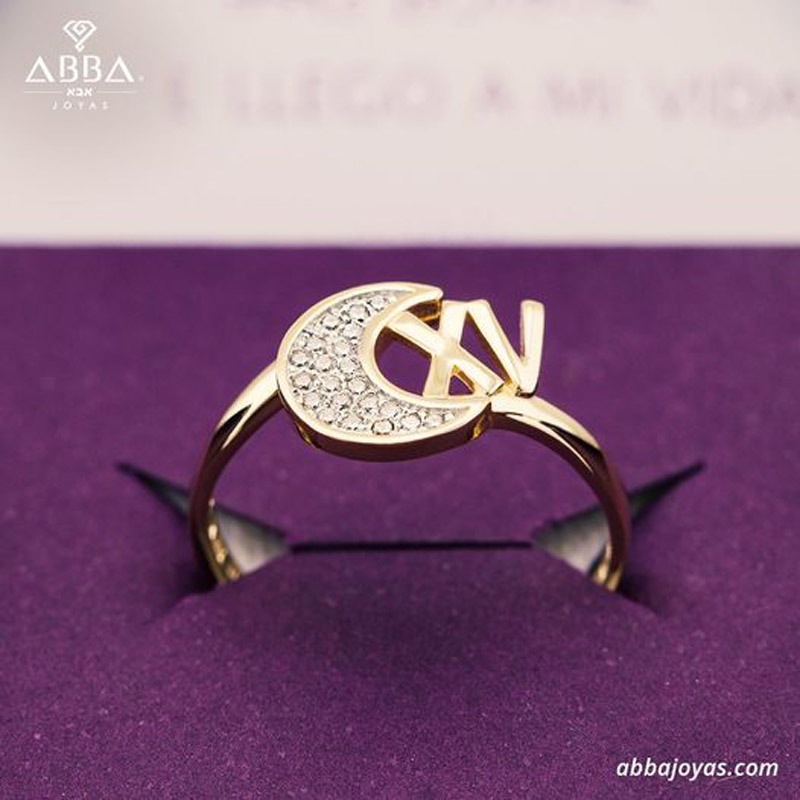 ANILLO LUNA XV AÑOS ORO 14K ABBA JOYAS