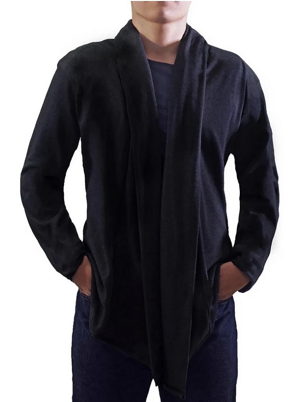 Suéter Largo Cardigan Hombre Manga Larga Bufanda