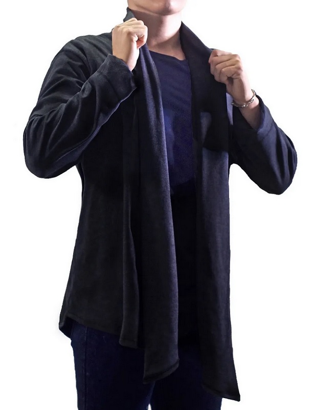 Suéter Largo Cardigan Hombre Manga Larga Bufanda