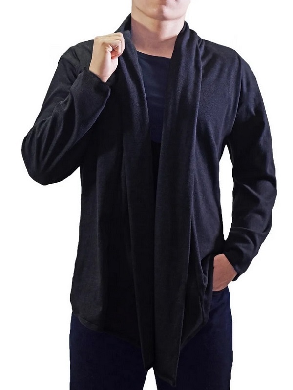 Suéter Largo Cardigan Hombre Manga Larga Bufanda