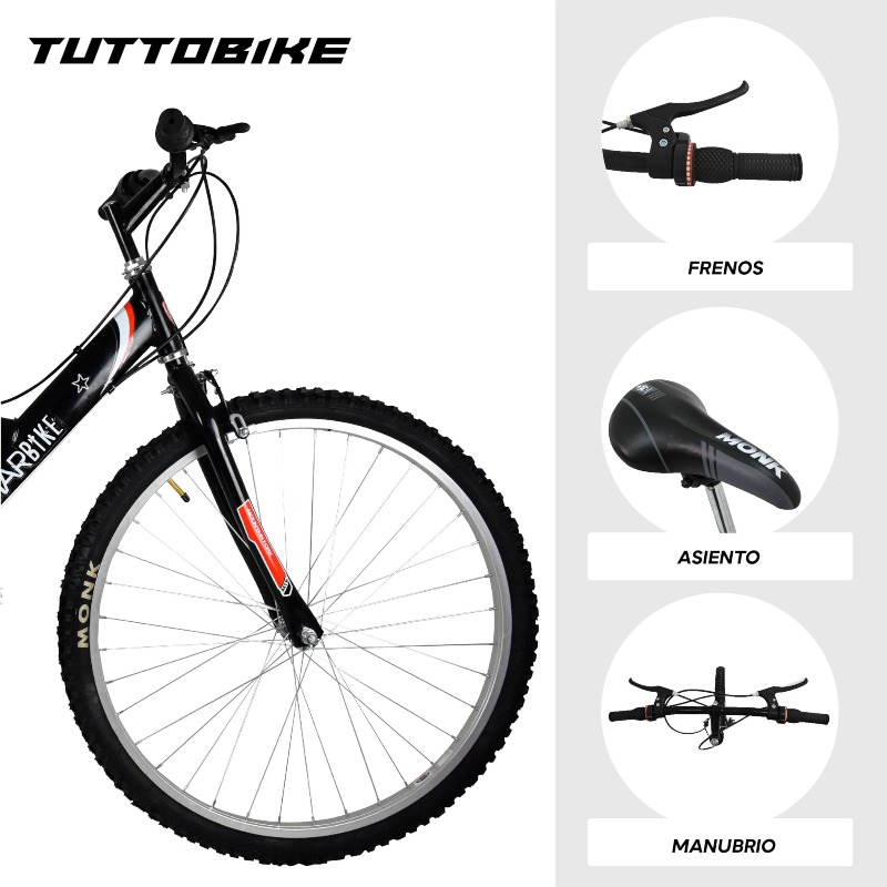 Bicicleta Montaña Rodada 26 18 Velocidades Monk StarBike