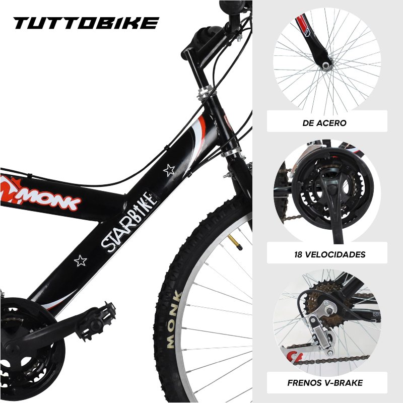 Bicicleta Montaña Rodada 26 18 Velocidades Monk StarBike
