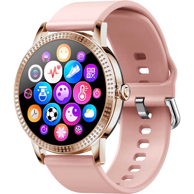 Sync Ray Smartwatch SW21 Plus Rosa Bluetooth 5.0 Reloj Inteligente Recibe Notificaciones Push Podometro Distancia Monitor de Sueño Multideportivo Resistente al Agua IP67 Presion Arterial Monitor de Ritmo Cardiaco Oxigenacion .