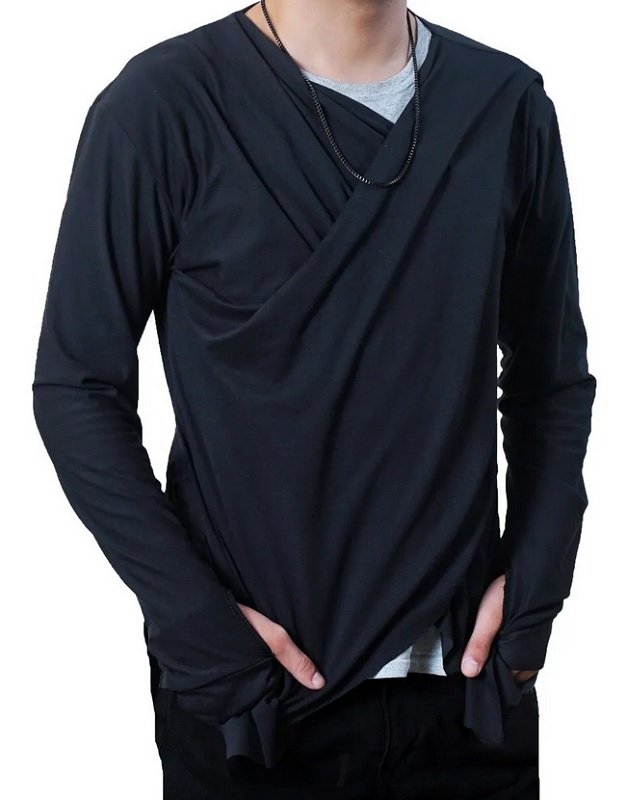 Suéter Largo Cardigan Hombre Sudadera Cruzada Manga Larga 