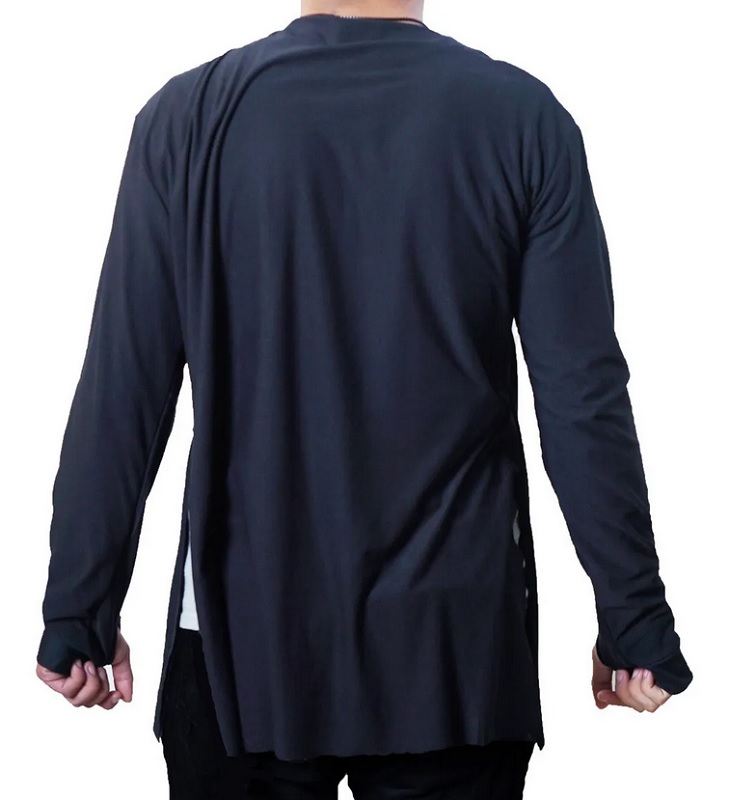Suéter Largo Cardigan Hombre Sudadera Cruzada Manga Larga 
