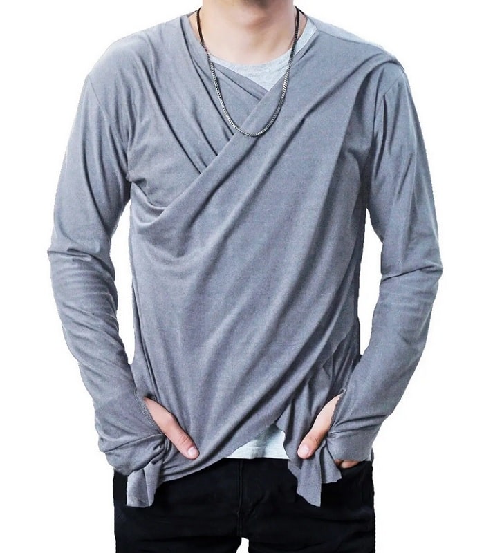 Suéter Largo Cardigan Hombre Sudadera Cruzada Manga Larga 