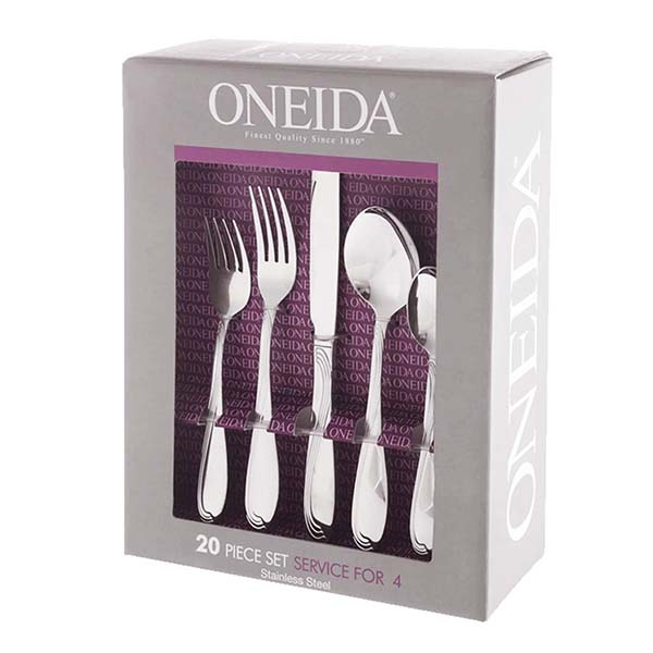 Juego de Cubiertos acero inoxidable Cresta Oneida 20 pzas. 1 paq. ONEIDA-H097020A