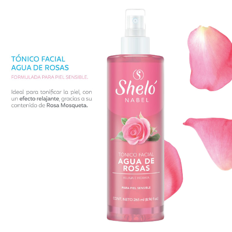 Tónico Facial Agua de Rosas Sheló Nabel Efecto Relajante