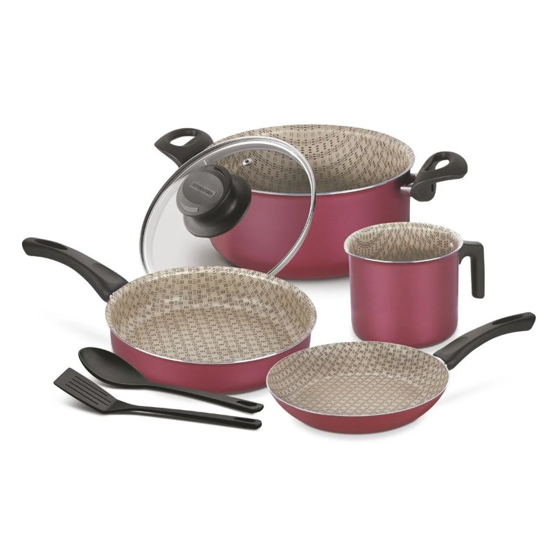 Batería de cocina Tramontina Paris Utensilios 20599/789, 20599/761 7 piezas roja END