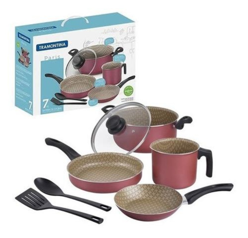 Batería de cocina Tramontina Paris Utensilios 20599/789, 20599/761 7 piezas roja END