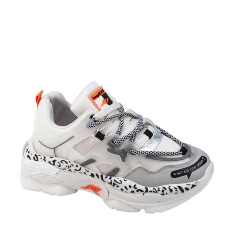 Tenis Mujer Casual Kangaroos Color Blanco Con Gris 294