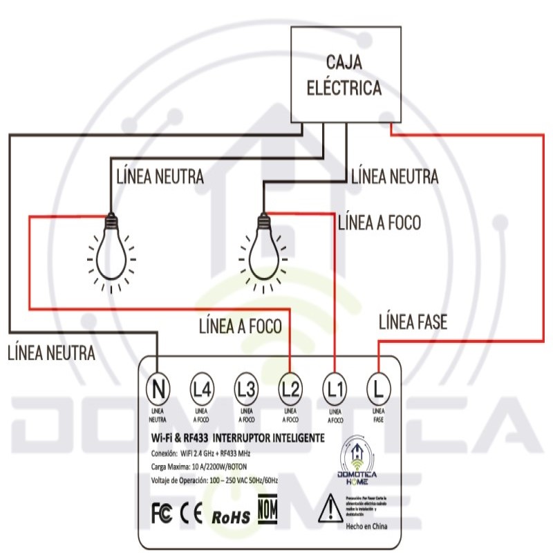 Interruptor Inteligente Wi-Fi + RF Táctil 3 Botones DOMOTICA HOME Iluminación LED Control de Voz Con Asistentes Virtuales