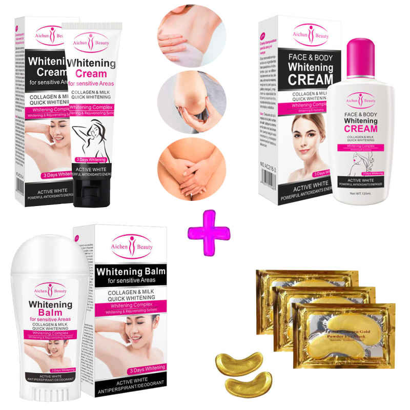 Kit Aclara Crema Blanqueadora Desodorante Crema Corporal 3pz