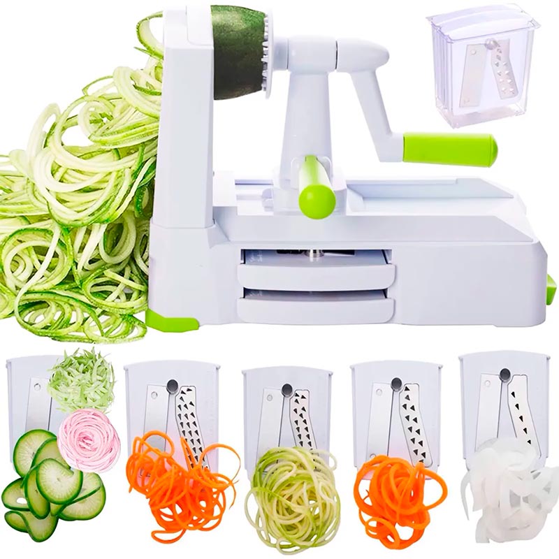 Rallador Cortador De Verdura En Espiral Spiralizer Hiperware Con 5 Cuchillas