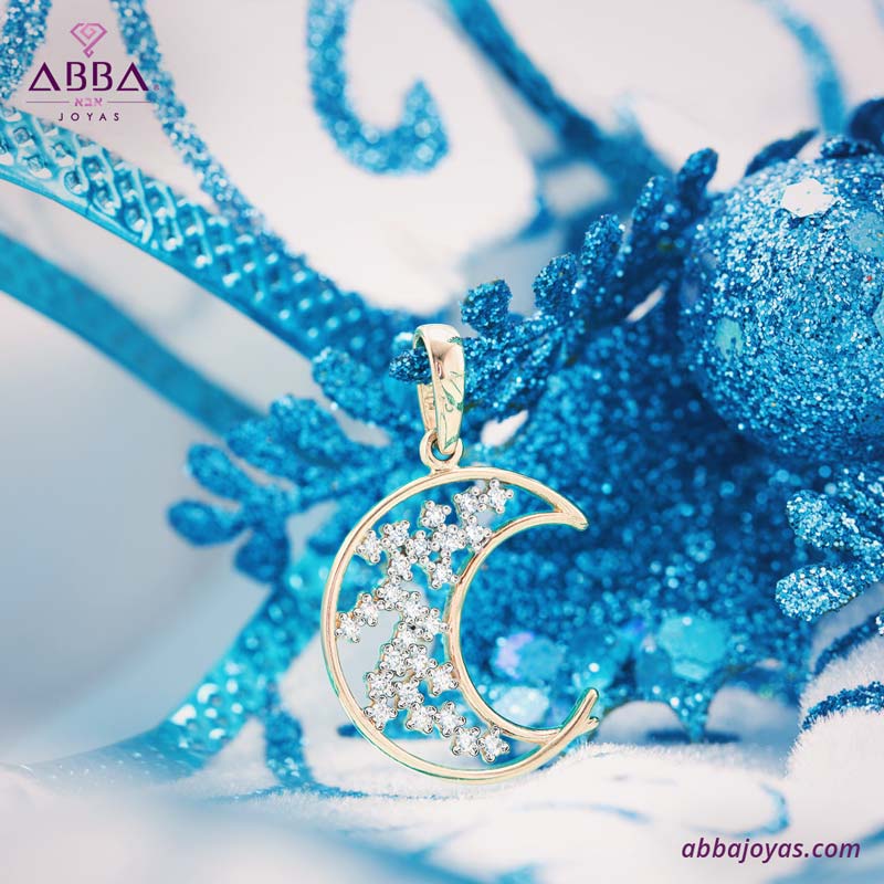 DIJE LUNA ASTRAL ORO 14K ABBA JOYAS.