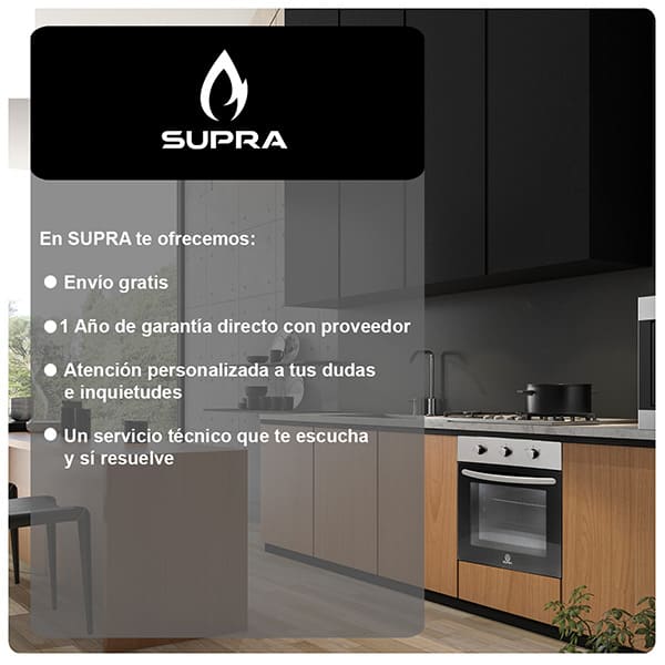 Campana extractora de pared 90cm SUPRA SKYFALL  con cristal curvo en color negro y control remoto