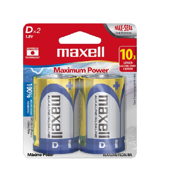 Maxell Pilas Alcalinas Tipo D / LR20-2PK / / Batería D / Paquetes de 2 piezas, 723020