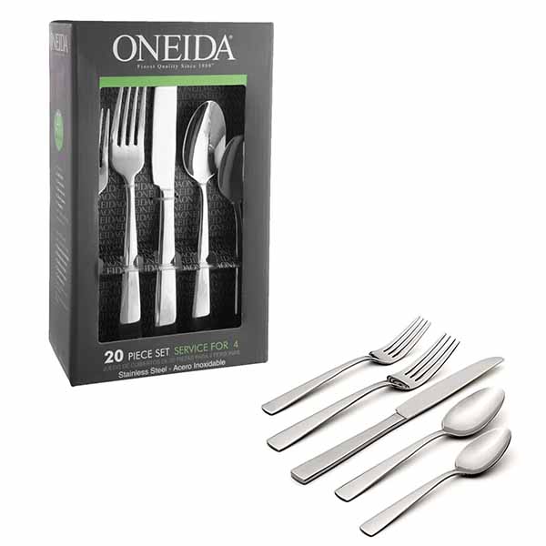 Juego de 20 cubiertos de uso diario de acero inoxidable ONEIDA NOCHA Servicio para 4 personas