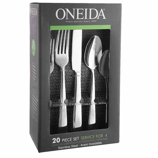 Juego de 20 cubiertos de uso diario de acero inoxidable ONEIDA NOCHA Servicio para 4 personas