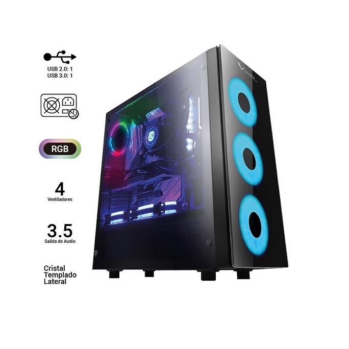 Gabinete Gamer Xzeal XZ110-1 4 Ventiladores RGB S/Fuente (XZCGB12B)