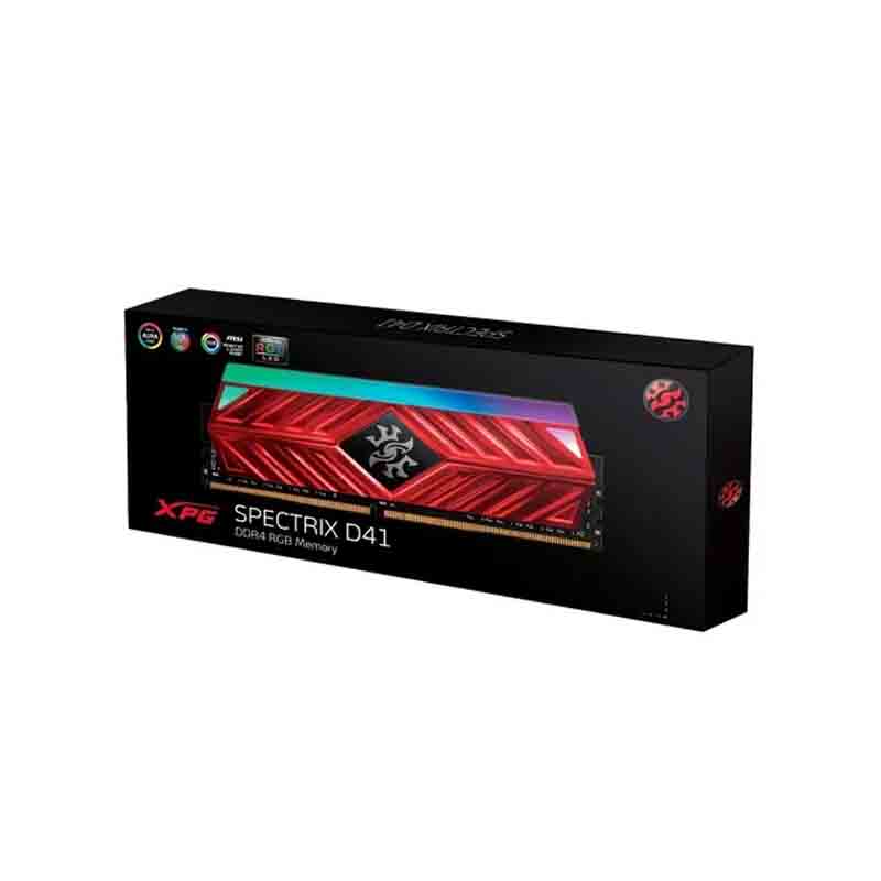 MEMORIA RAM ADATA D41 DDR4 8B 3200 ROJO RGB AX4U32008G16A-SR41