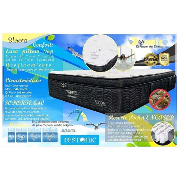 Colchon Individual  Restonic Bloom Resortes Independientes.