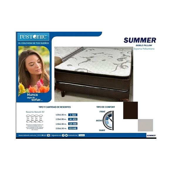 Colchón Restonic Matrimonial Summer Doble Colchoneta