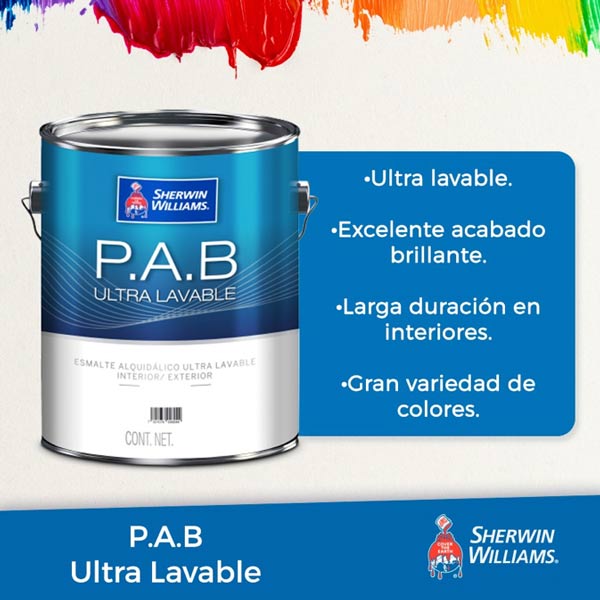 Galón de esmalte alquidálico ULTRA LAVABLE PAB SHERWIN WILLIAMS