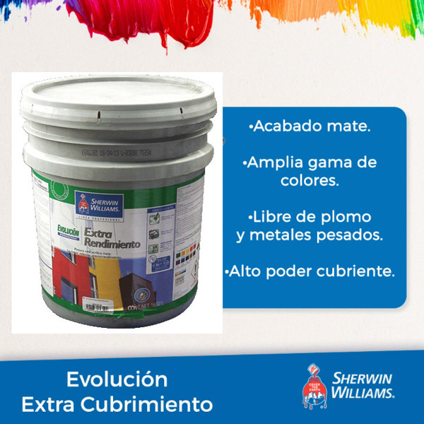 Cubeta de Pintura Vinílica MATE BLANCO EVOLUCIÓN SHERWIN WILLIAMS