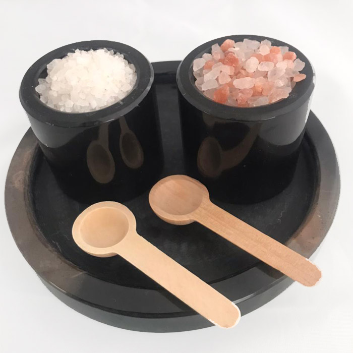 Salero, pimentero o salsero de mármol color negro