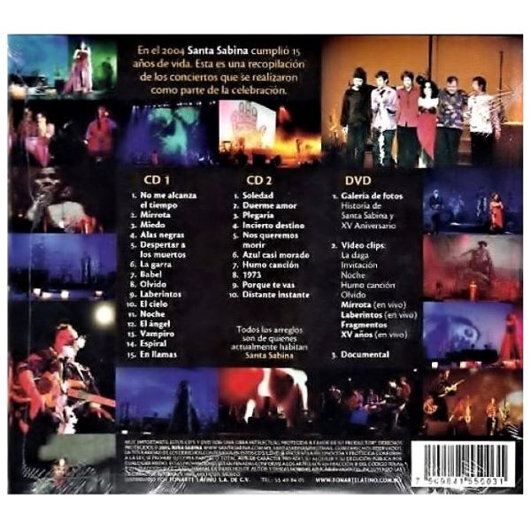 Santa Sabina ~ XV aniversario en vivo (2CD+DVD) 