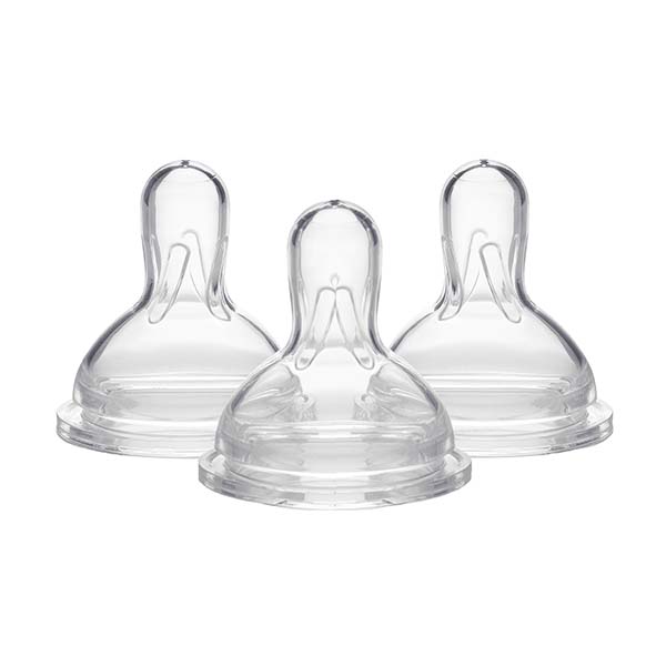 Medela Set de Tetinas de Silicón Suave, Flujo Lento para Bebés de 0-4 meses, 3 pzs