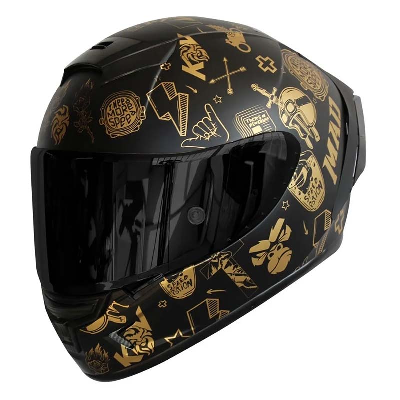 CASCO KOV AIRCUT SMASH DORADO MATE INTEGRAL CALLE PISTA CERTIFICADO 