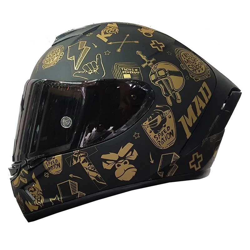 CASCO KOV AIRCUT SMASH DORADO MATE INTEGRAL CALLE PISTA CERTIFICADO 