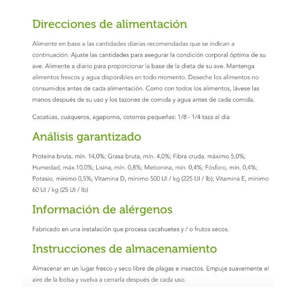 Frutiblend Sabor Natural Alimento P/ninfas Y Loros 1.13 Kg