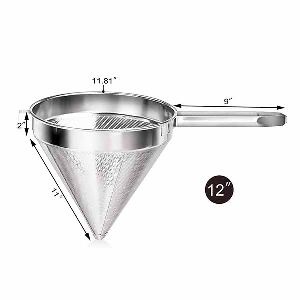 Colador chino de acero inoxidable 30cm- 12 pulgadas. Serazu