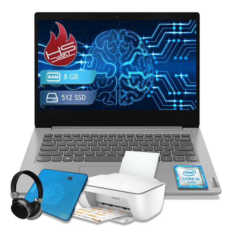 Laptop Lenovo Ideapad 3 14 Intel Ci5 8gb 512gb Ssd + Impresora multifuncional + Base + Audifonos