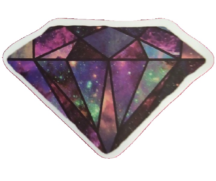 Pegatina Diamante Morado Geométrico Impermeable Durable Carro Bici Libreta Brillos Universo