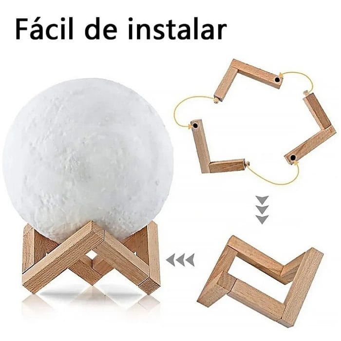 Lámpara De Mesa En Forma De Luna Control Táctil De Brillo