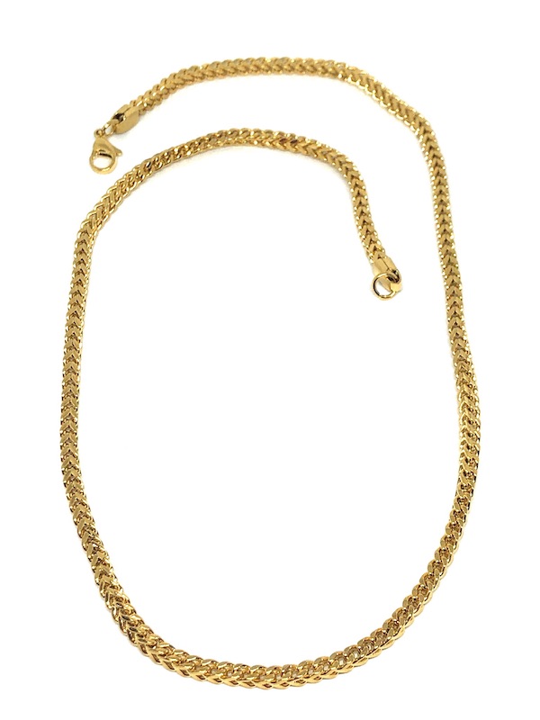 Cadena Acero Inoxidable Dorada Tejida Panza de vibora 50 cm x 4 mm