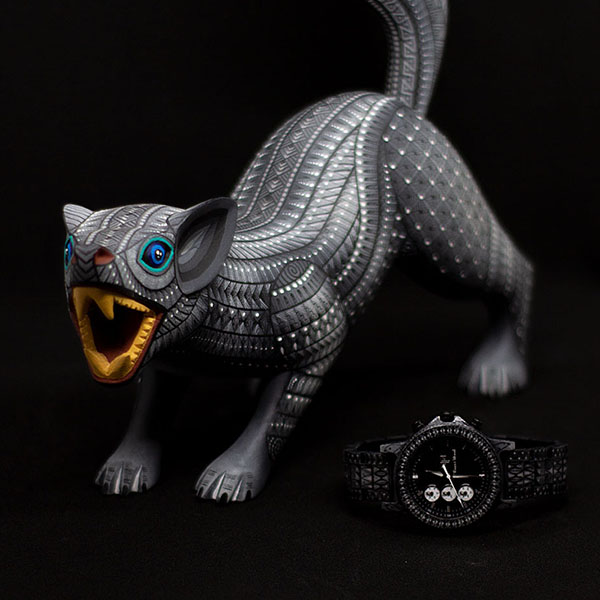 Reloj Alebrije by Tonas Wood Unisex Color Negro Ek Balam
